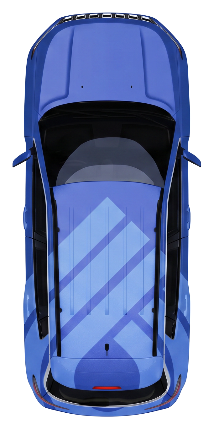 Top-down performance car representing a vehicle protected by IGLA